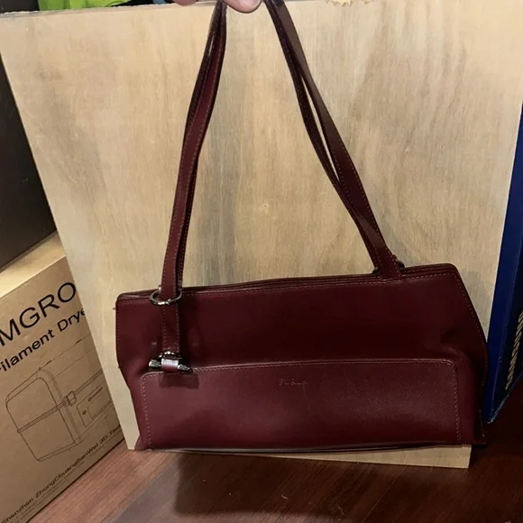 NWT - Furla - Anchor Velvet Burgundy Handbag - Picture 2 of 7